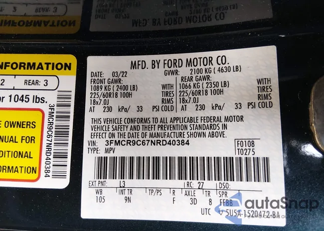 3FMCR9C67NRD40384: 44294229