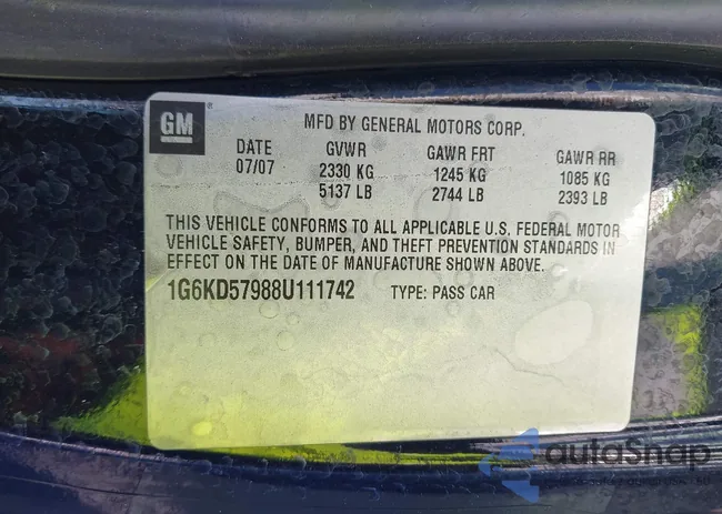 1G6KD57988U111742: 44294230