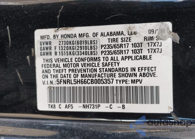 5FNRL5H66CB005357: 44294247