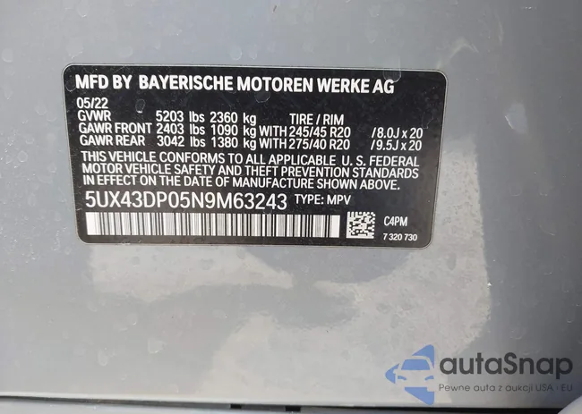 5UX43DP05N9M63243: 44294553