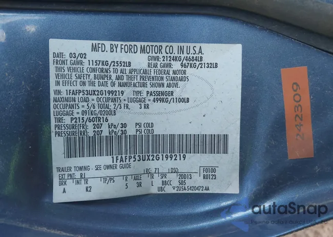 1FAFP53UX2G199219: 44294563