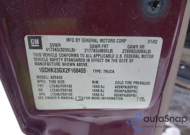 1GCHK23GX2F168455: 44294590