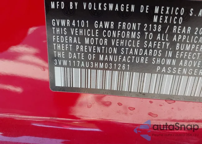 3VW117AU3HM031261: 44293629