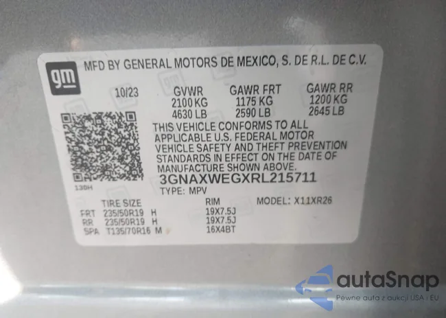 3GNAXWEGXRL215711: 44293633