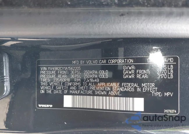 YV4982CY1A1562205: 44293642