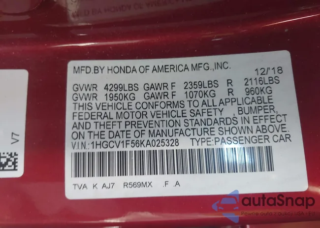 1HGCV1F56KA025328: 44293852