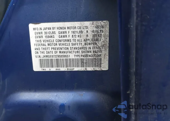 JHMGE87229S039551: 44293942