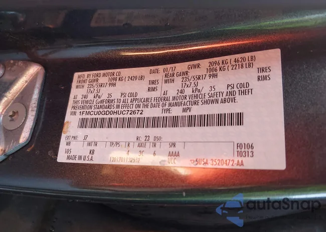 1FMCU0GD0HUC72672: 44293943