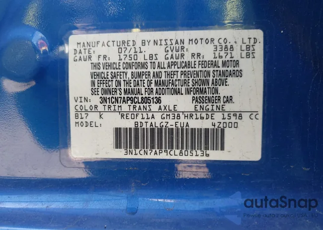 3N1CN7AP9CL805136: 44293950