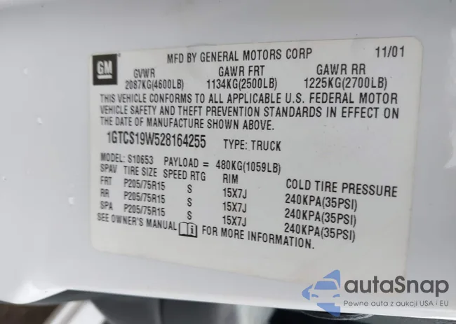 1GTCS19W528164255: 44293979