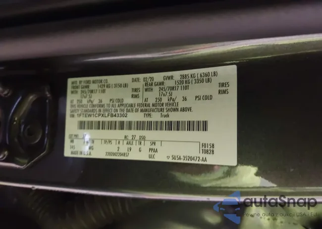 1FTEW1CPXLFB43302: 44293993