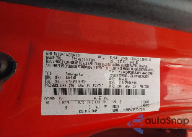 1FADP3K23EL448399: 44294020