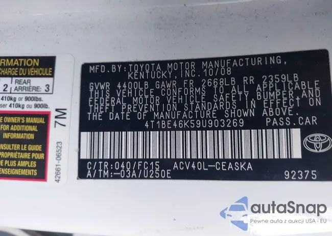 4T1BE46K59U903269: 44295287