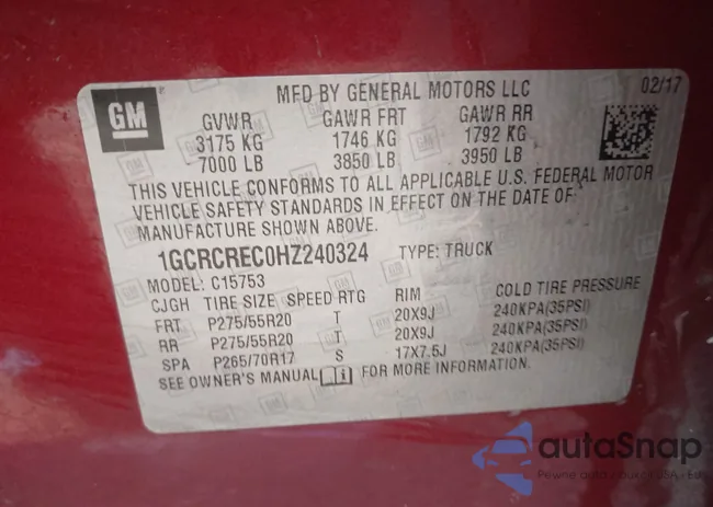 1GCRCREC0HZ240324: 44295305