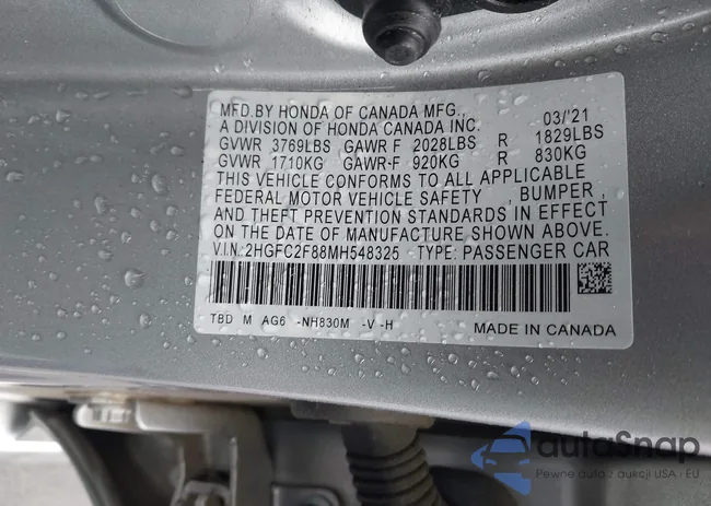 2HGFC2F88MH548325: 44295466