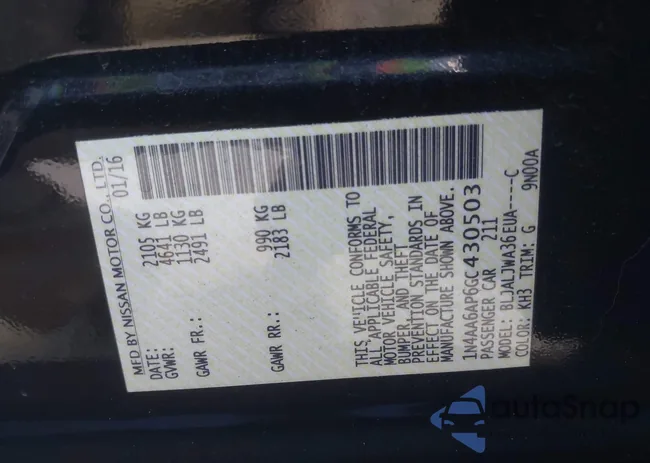 1N4AA6AP6GC430503: 44295500