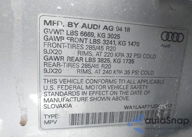 WA1LAAF71JD041813: 44295515