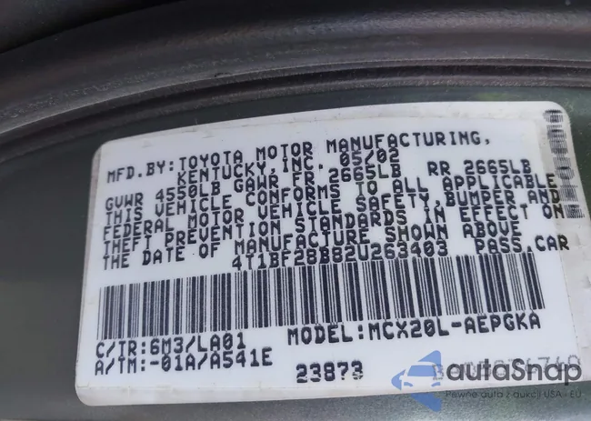 4T1BF28B82U263403: 44295578