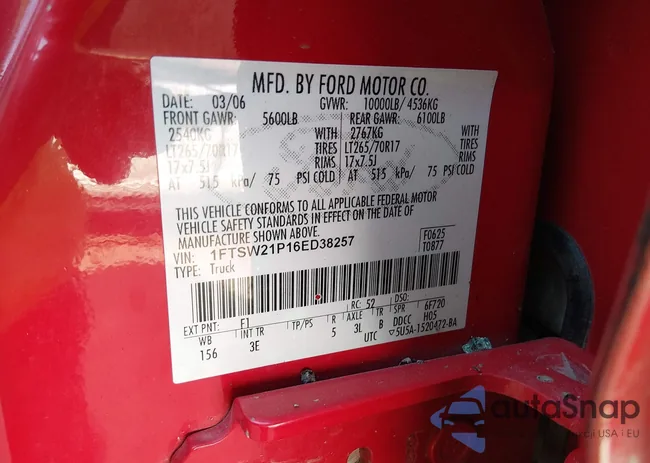 1FTSW21P16ED38257: 44295585