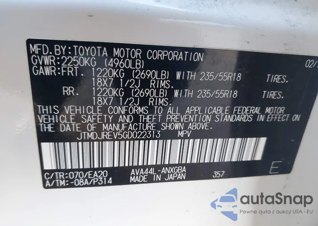 JTMDJREV5GD022313: 44294623