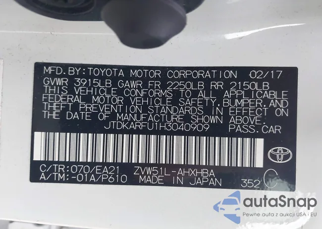 JTDKARFU1H3040909: 44294719