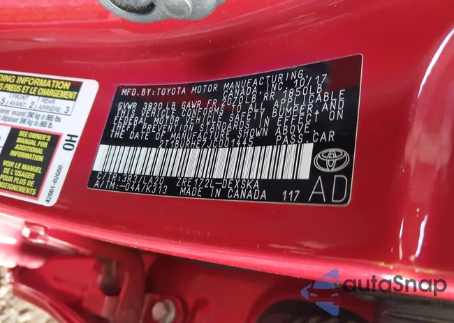 2T1BURHE7JC001445: 44294764