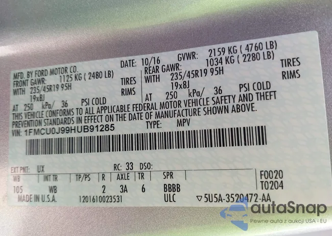 1FMCU0J99HUB91285: 44296061