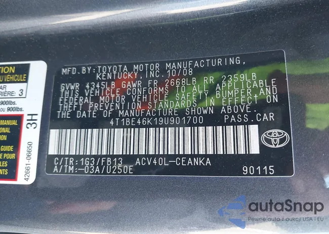 4T1BE46K19U901700: 44296080