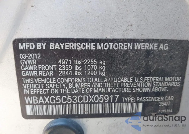 WBAXG5C53CDX05917: 44296107