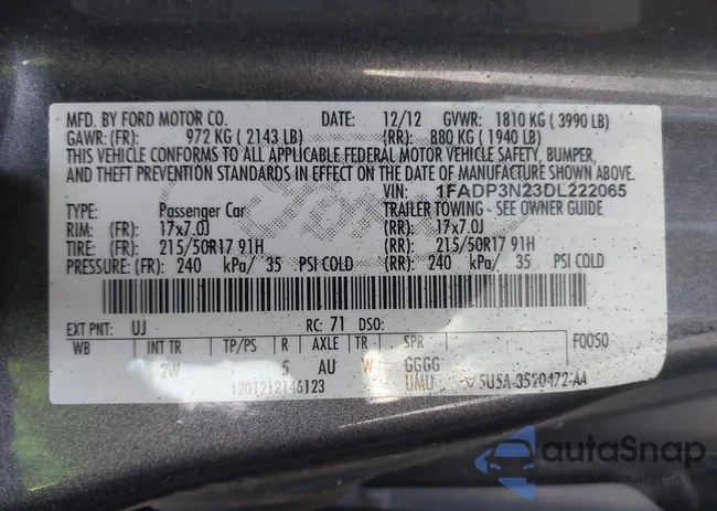 1FADP3N23DL222065: 44296130