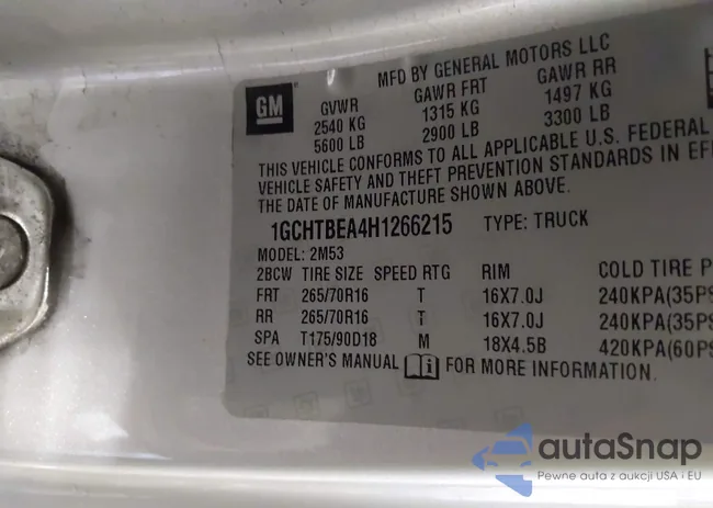 1GCHTBEA4H1266215: 44296409