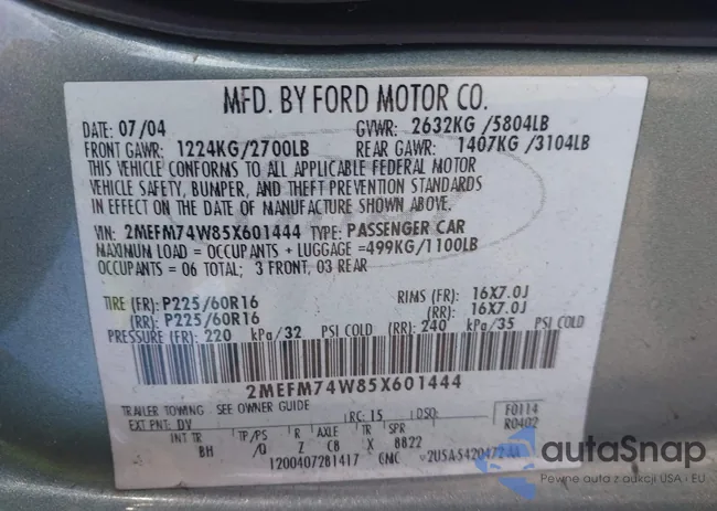 2MEFM74W85X601444: 44296504