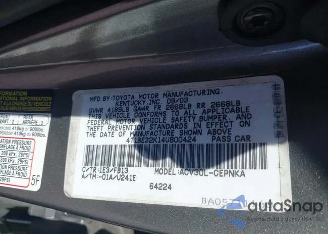 4T1BE32K14U800424: 44295836