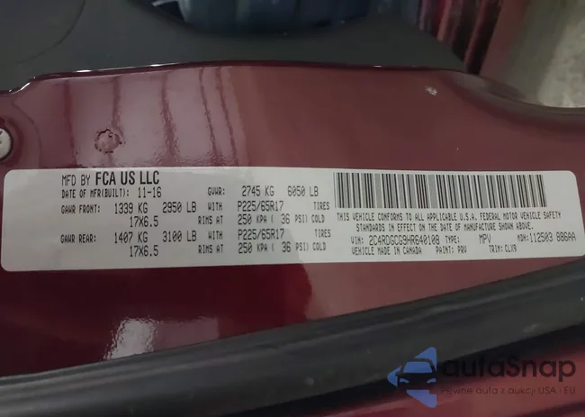 2C4RDGCG9HR640108: 44295840