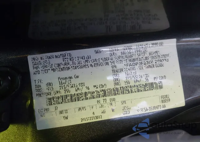 1FADP3F23GL259233: 44295969