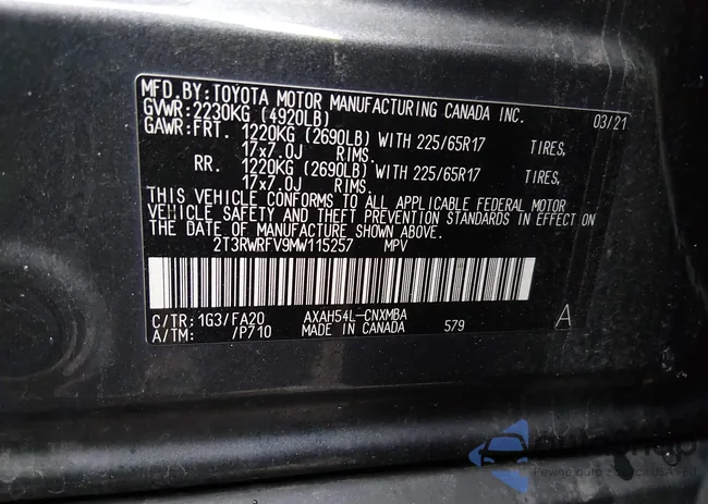 2T3RWRFV9MW115257: 44295977