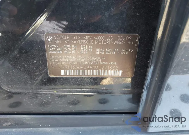 5UXFE43519L271332: 44297043