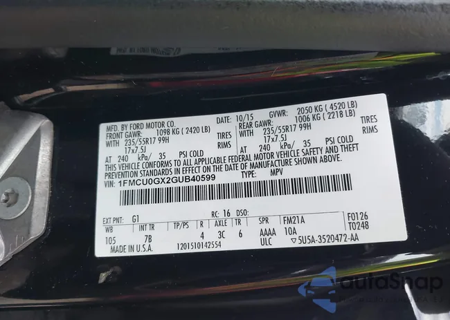 1FMCU0GX2GUB40599: 44297096