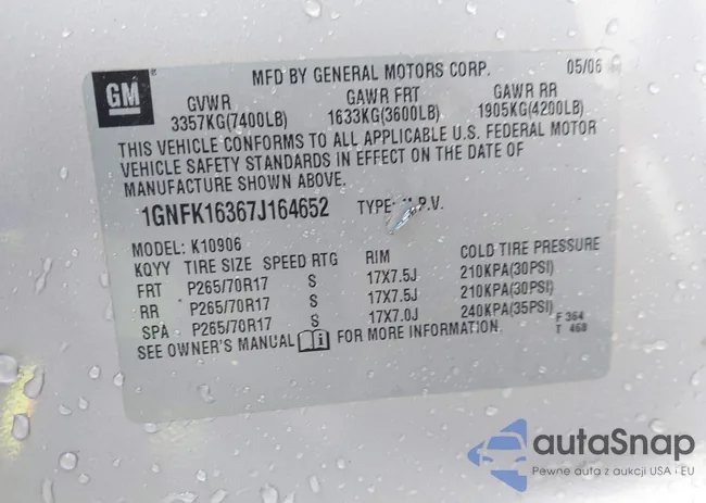 1GNFK16367J164652: 44297228