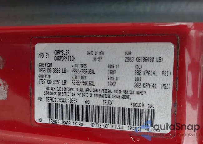 1B7HC13Y5WJ140064: 44297367