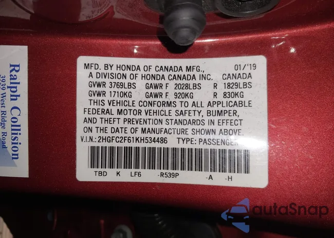 2HGFC2F61KH534486: 44297372