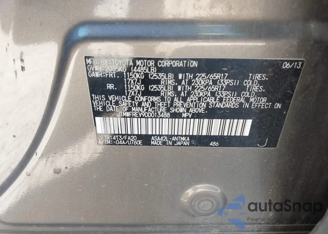 JTMWFREV9DD013488: 44297479