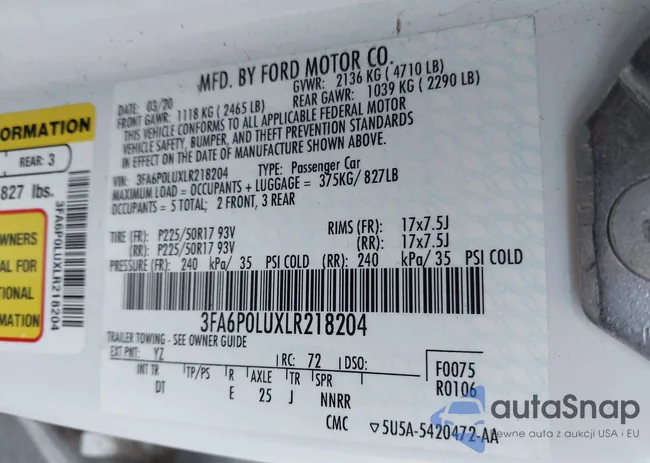 3FA6POLUXLR218204: 44297480