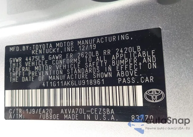 4T1G11AK6LU918961: 44297492