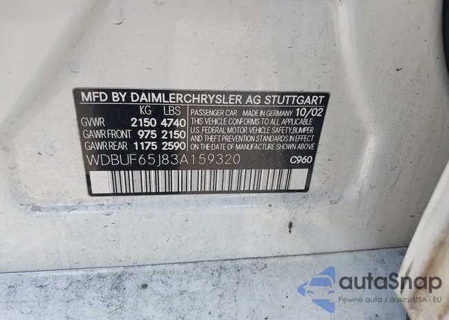 WDBUF65J83A159320: 44297537