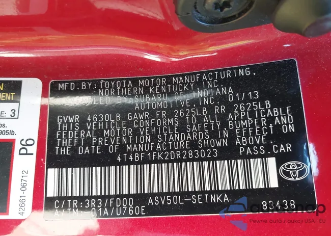 4T4BF1FK2DR283023: 44297577