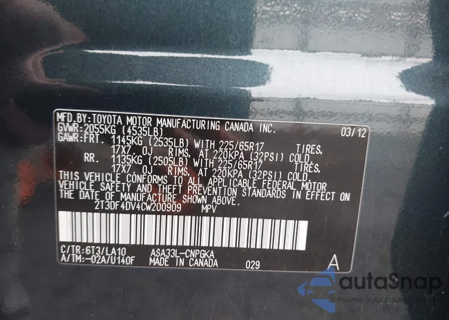 2T3DF4DV4CW200909: 44296780