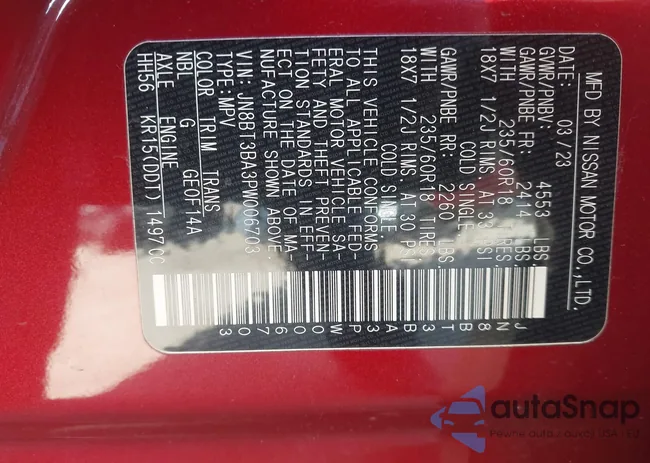 JN8BT3BA3PW006703: 44296791