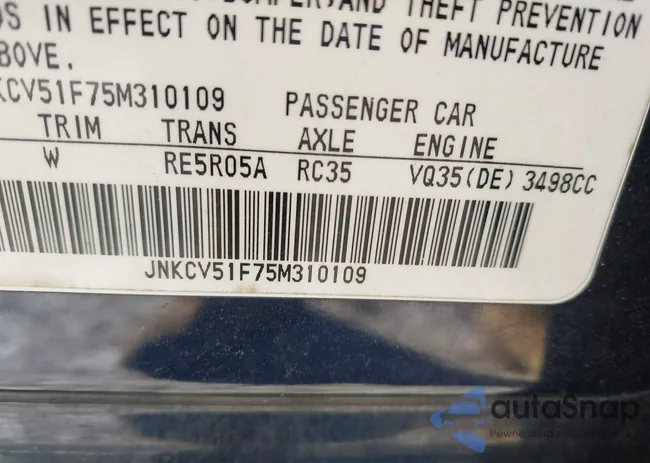 JNKCV51F75M310109: 44296836