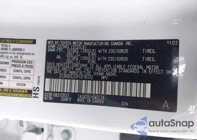 2T2KGCEZ2PC018332: 44298063